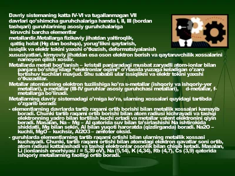 Metallar. Umumiy xossalari 2