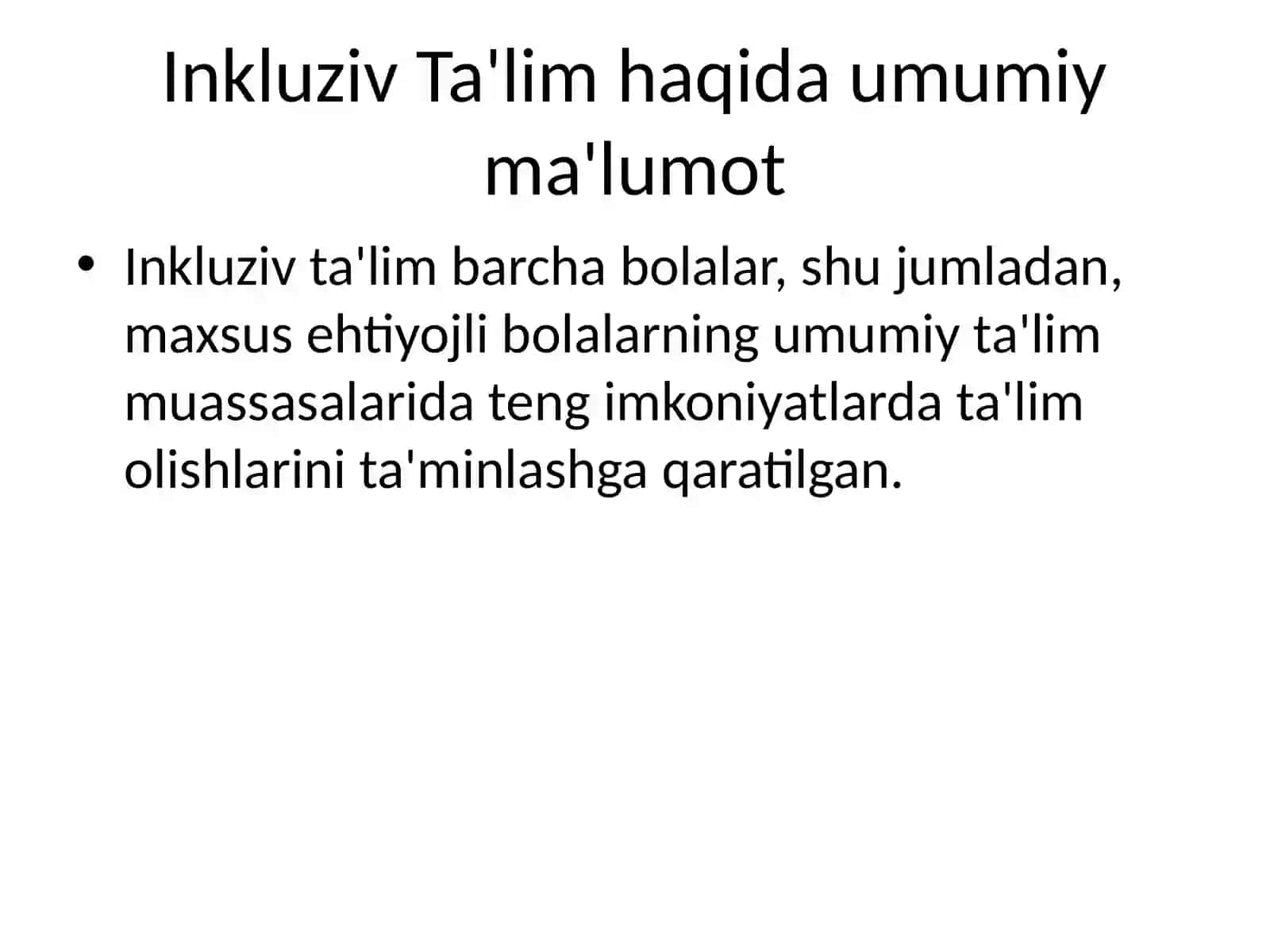 Inkluziv Ta'lim va Tarbiyalash Texnologiyasi 2