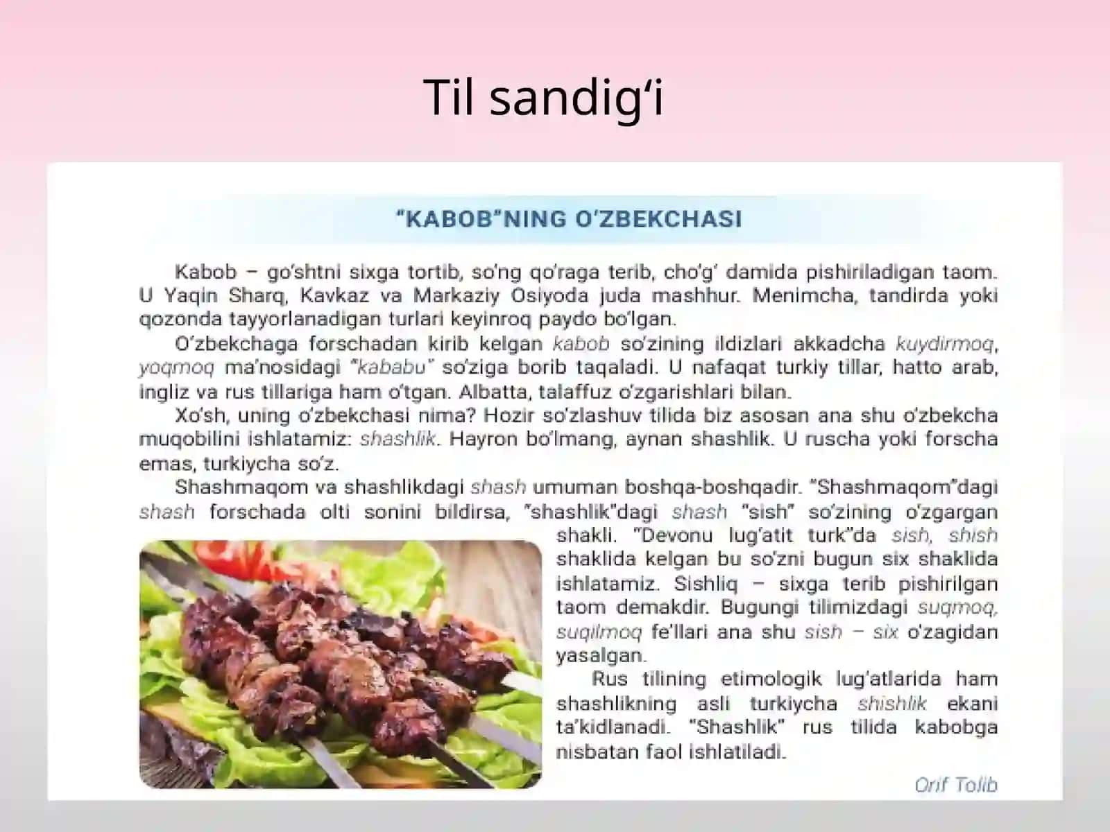 Hozirgi o’zbek tilining lug’at tarkibi. Frazeologiya haqida ma’lumot 2