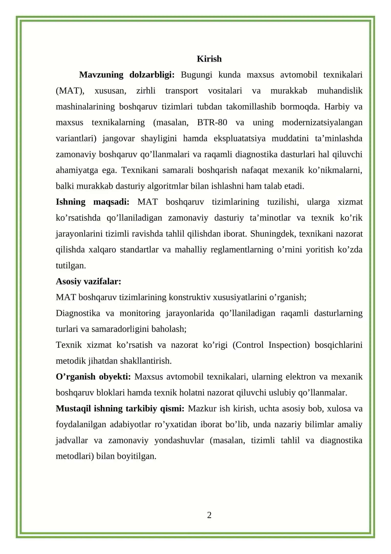 MATning boshqaruv qo'llanmalari va dasturlari 2