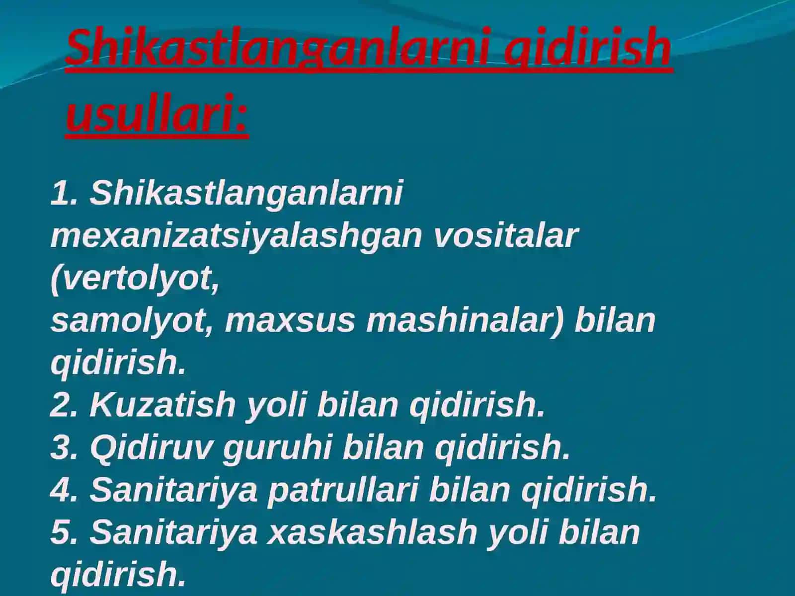 Shikastlanish o'choqlarida tibbiy yordamni tashkillashtirish 2