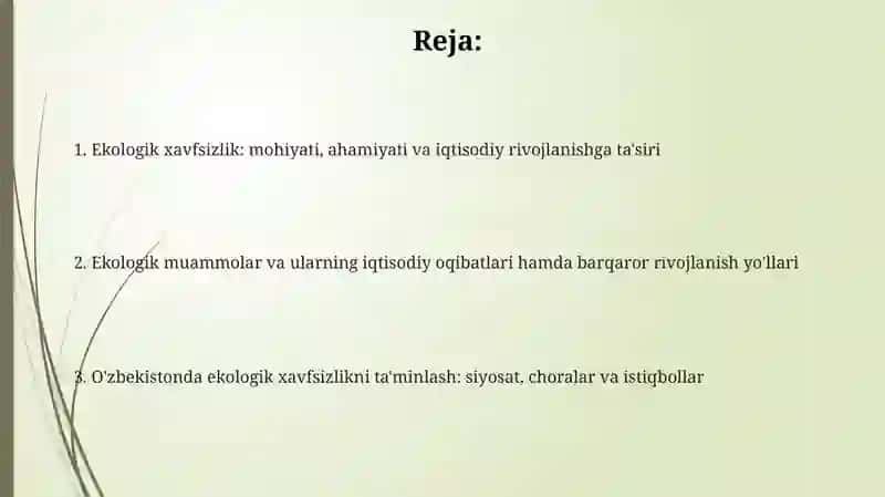 Ekologik xavfsizlikni ta'minlash rivojlanishning muhim omili iqtisodiy 2