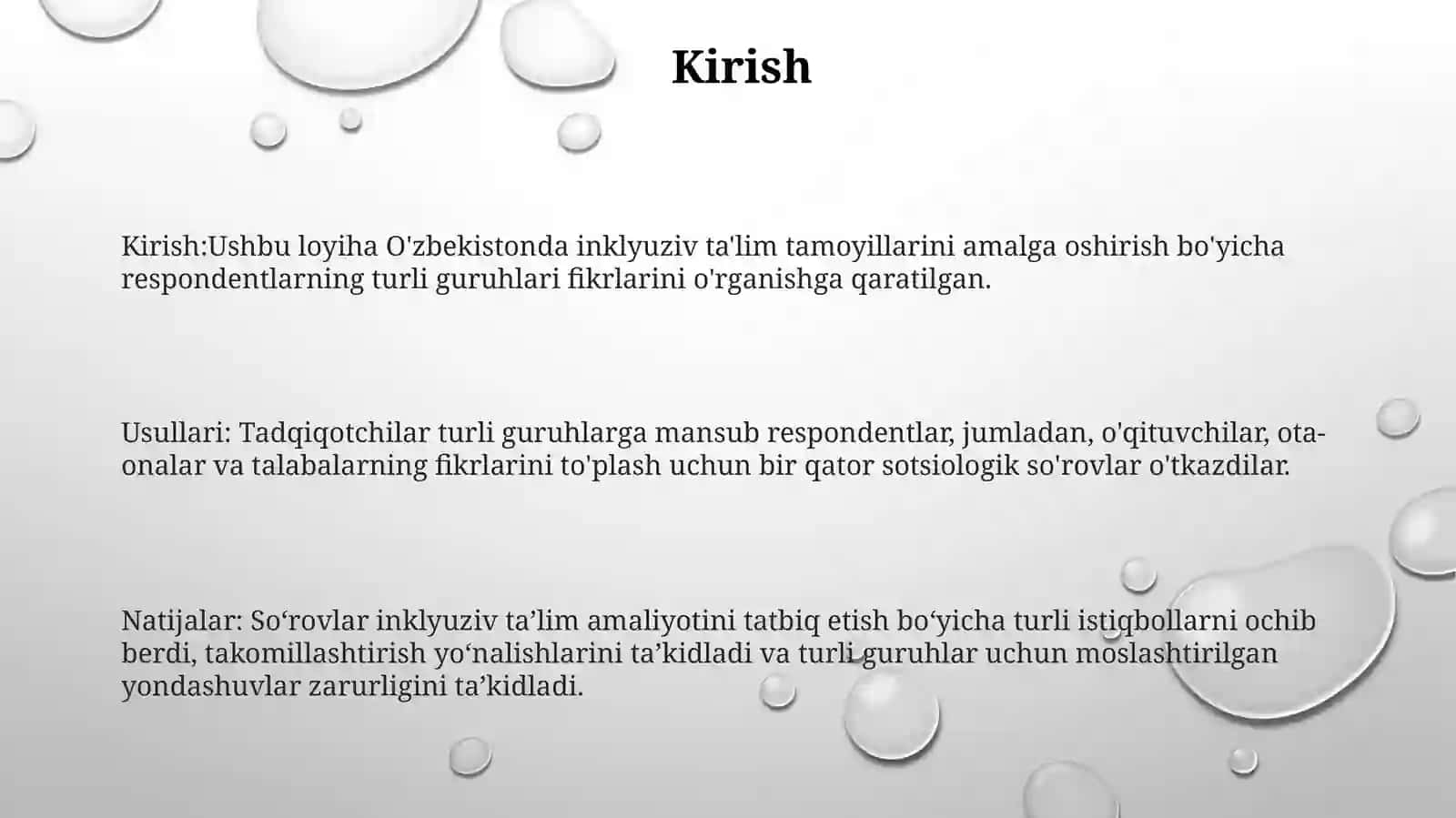 Inkyuiziv Ta'Lim Ğoyalarini Amaliyotga Tadbiq Etish Bõyicha Turli Guruhlarga Mansub Respondentlarning Fikrlarini Aniqlashga QaratilganSotsiologikTadqiqotlar 2