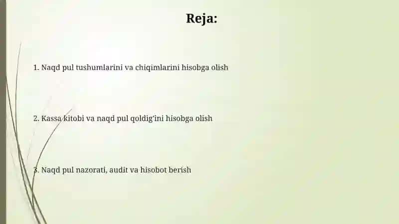 Qassa operatsiyalarini hisobga olish 2