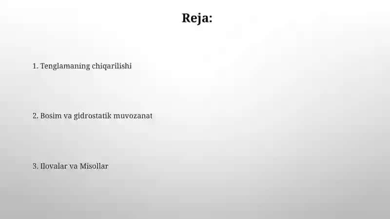 Muvozanatdagi suyuqlikning differensial tenglamasi 2