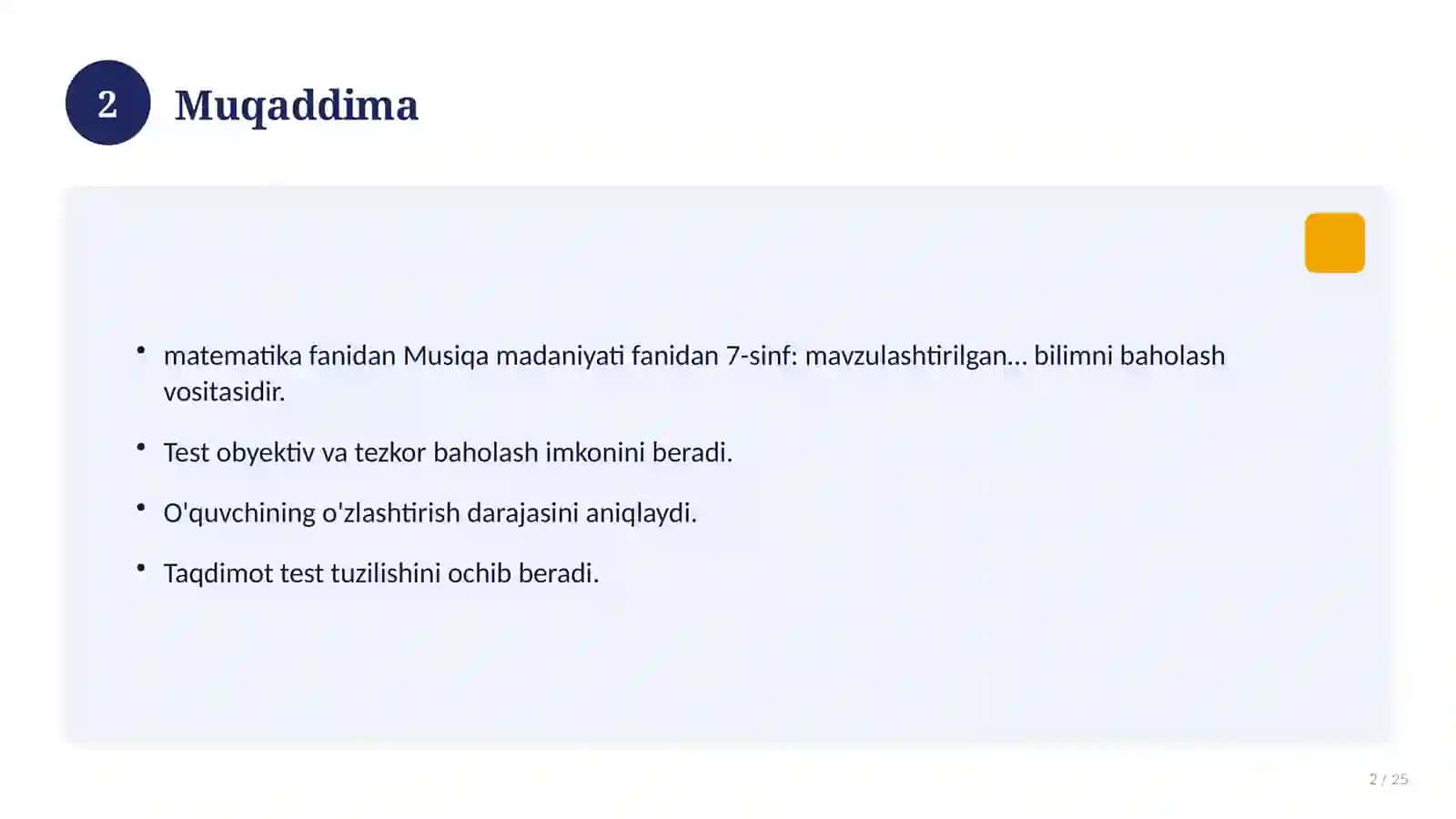 Musiqa madaniyati fanidan 7-sinf: mavzulashtirilgan nazorat ishi va tahlil 2