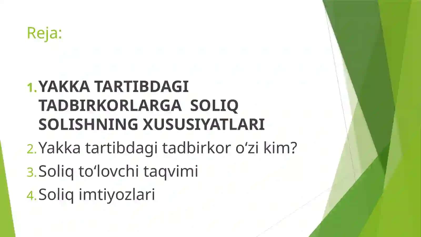 Yakka tartibdagi tadbirkorlarning foydasiga soliq solishning o’ziga xos xususiyatlari 2