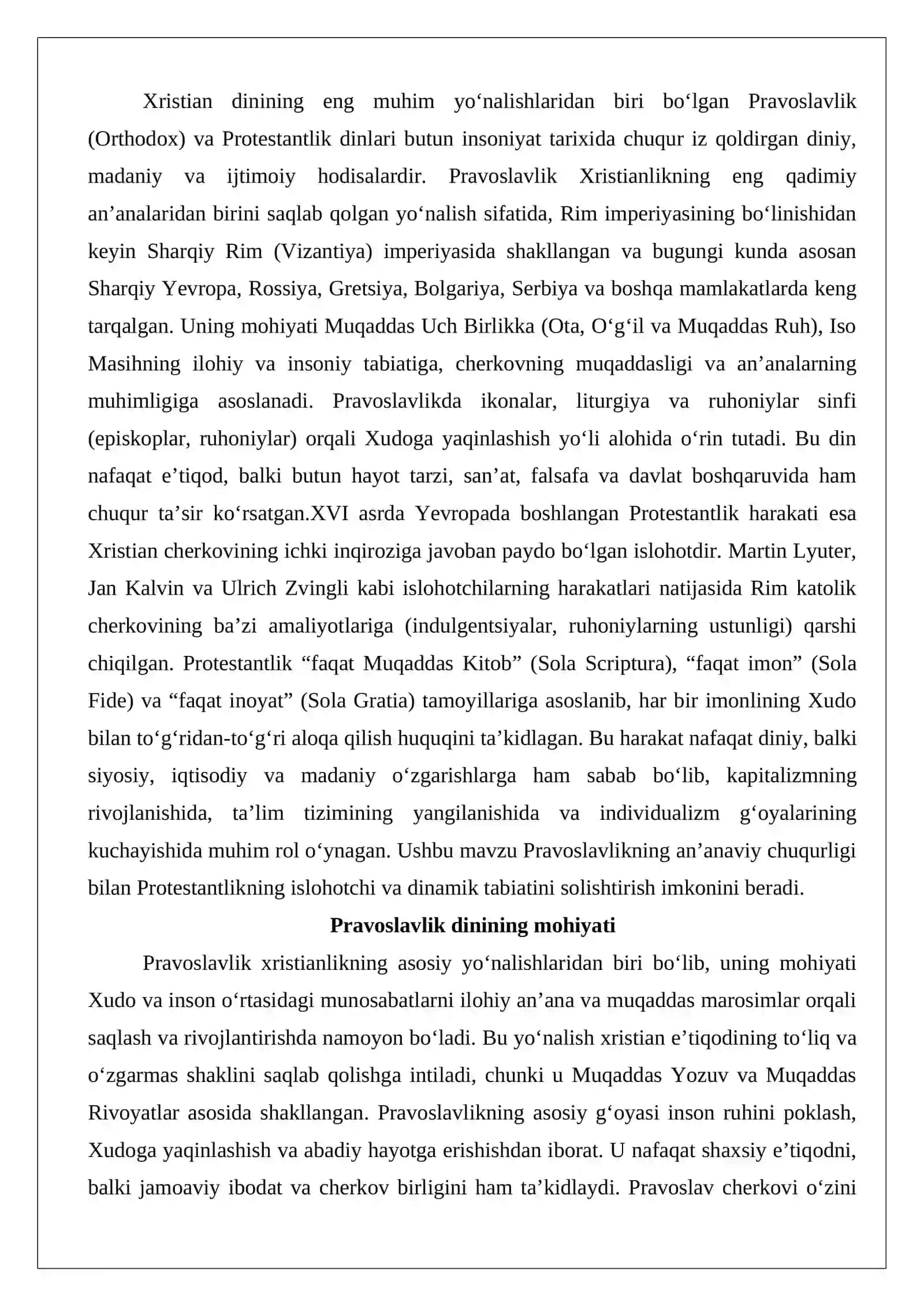Pravoslavlik dinining mohiyati, Protestantlik dinining shakllanishi va rivojlanishi 2