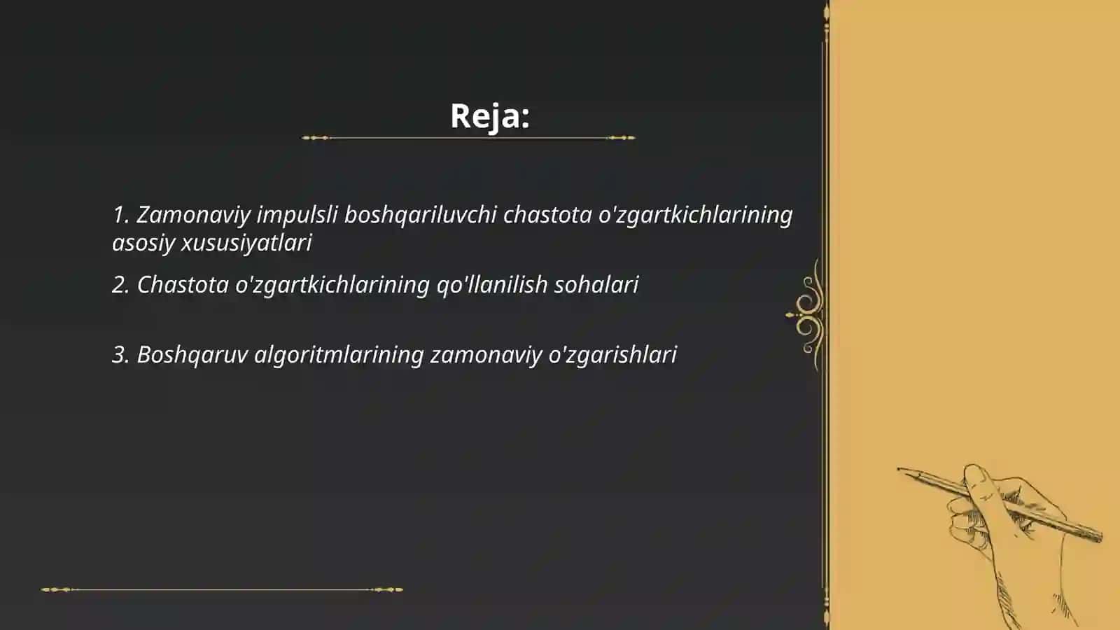 Zamonaviy impulsli boshqariluvchi chastota o'zgartkichlarining asosiy xususiyatlari 2