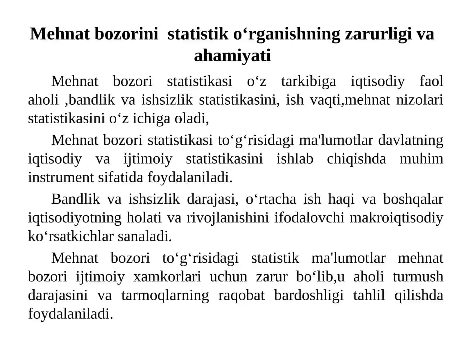 Mehnat bozori statistikasi 2