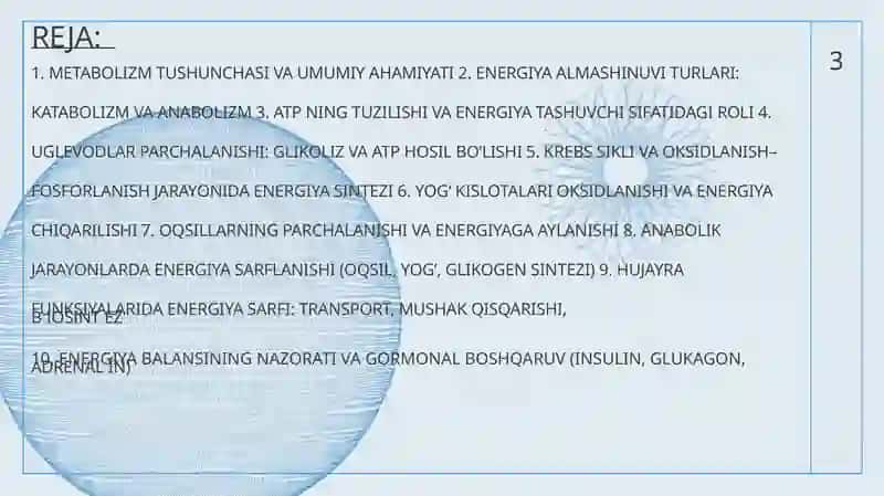 METABOLIZM JARAYONIDA ENERGIYA HOSIL BO’LISHI VA SARFLANSHI 2