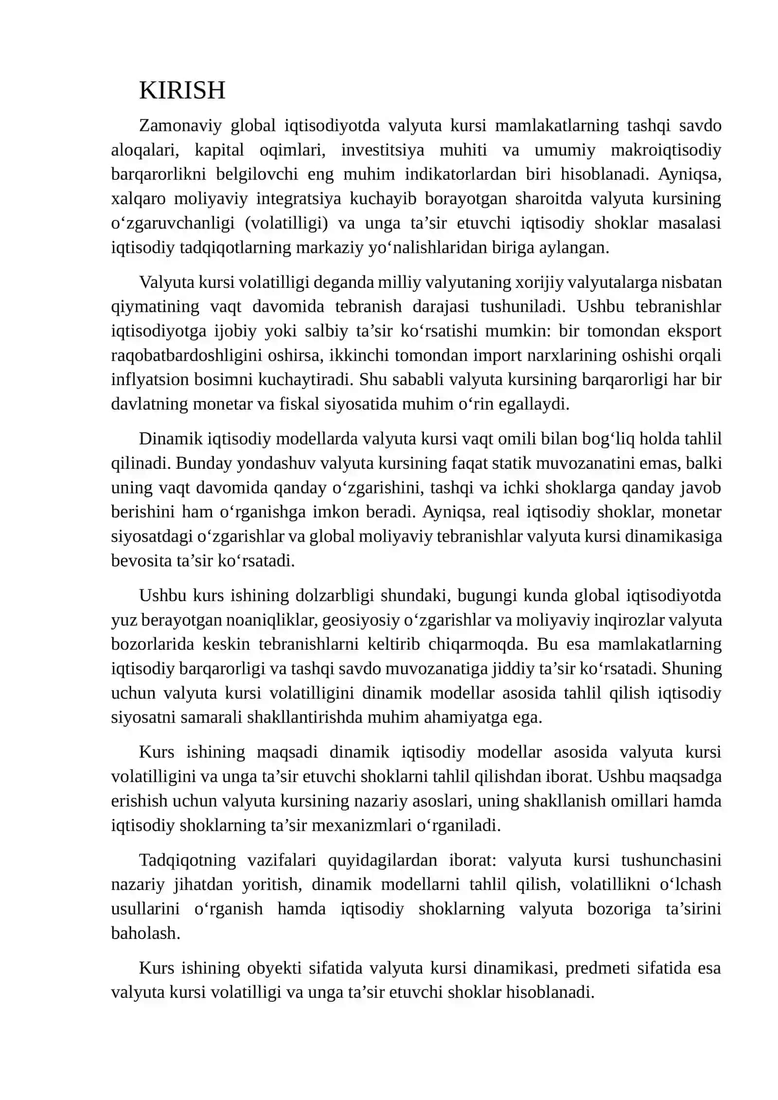 DINAMIK MODELLARDA VALYUTA KURSI VOLATILLIGI VA SHOKLAR 2
