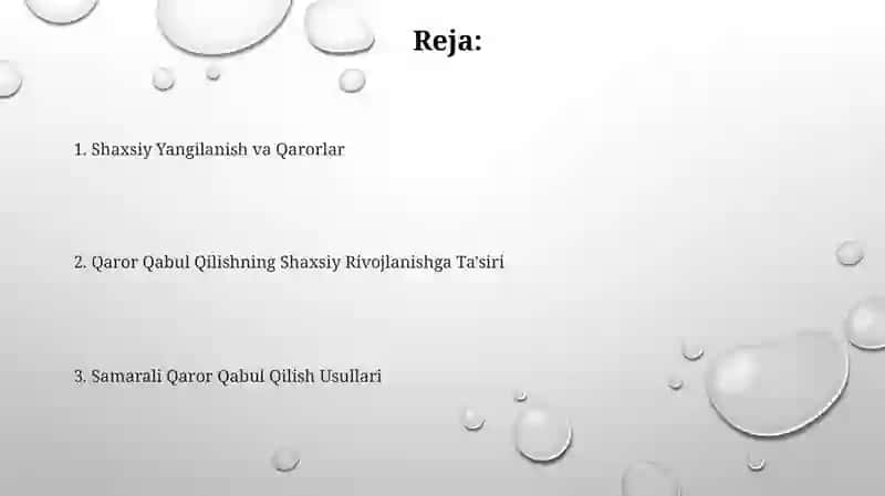 Qarorlar qabul qilish. Personalni rivojlantirish va yangilash usullarini ishlab chiqish 2