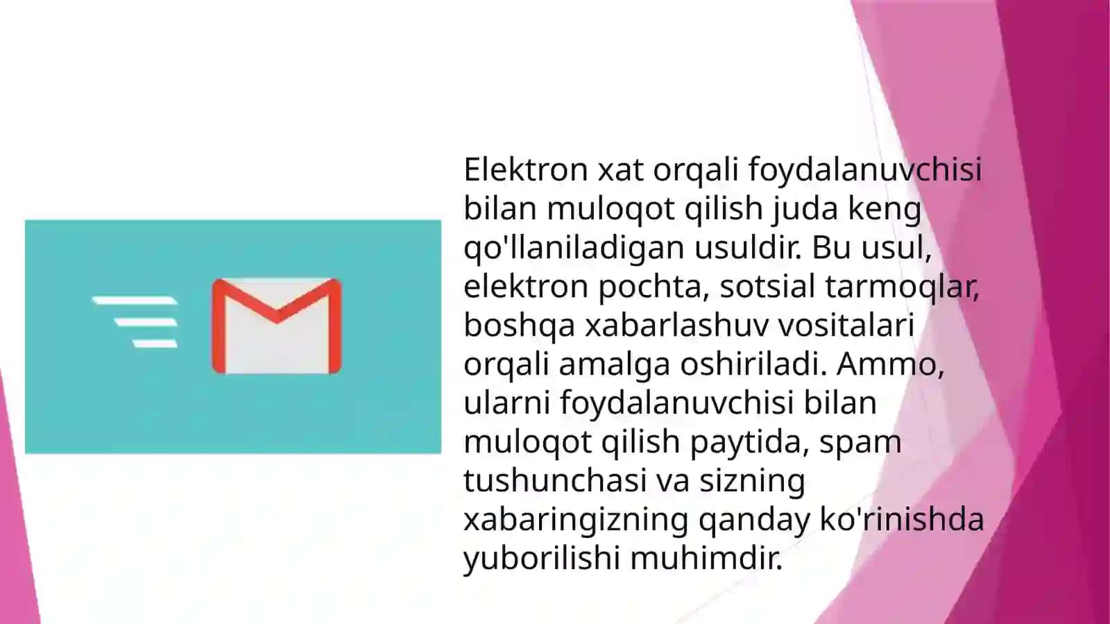AKT foydalanuvchisi bilan elektron xat orqali muloqot qilish. Spam tushunchasi 2