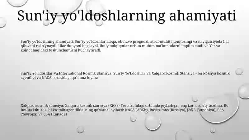 Sun'Iy Yo'Ldoshlar Va Xalqaro Kosmik Stansiya 2