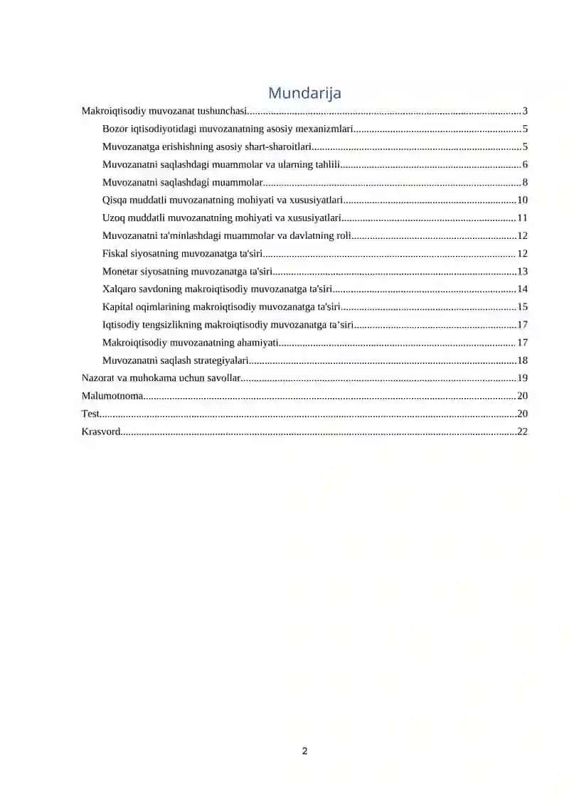 Makroiqtisodiy muvozanatlik va unga erishishning bozor iqtisodiyotidagi shart sharoitlari 2