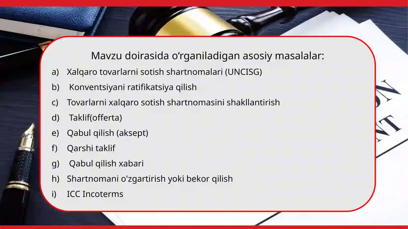 Xalqarotovarlarni sotish shartnomalari 2