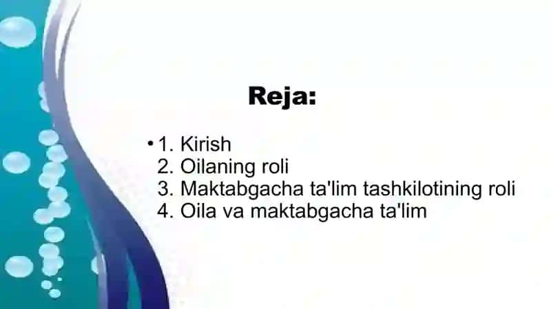 Bolani maktabga tayyorlashda oilaning va maktabgacha ta’lim tashkilotining o’rni 2