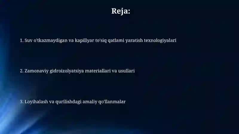 Suv o'tkazmaydigan va kapilyar to'suvchi qatlamini qurishning texnologiyasi 2