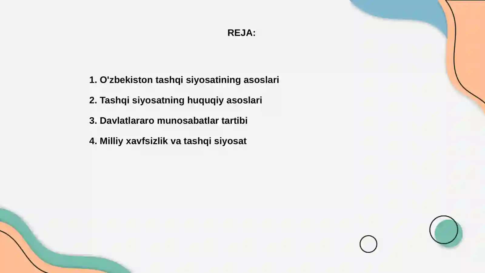 O`zbekiston Respublikasi tashqi siyosatining me’yoriy-huquqiy asoslari 2