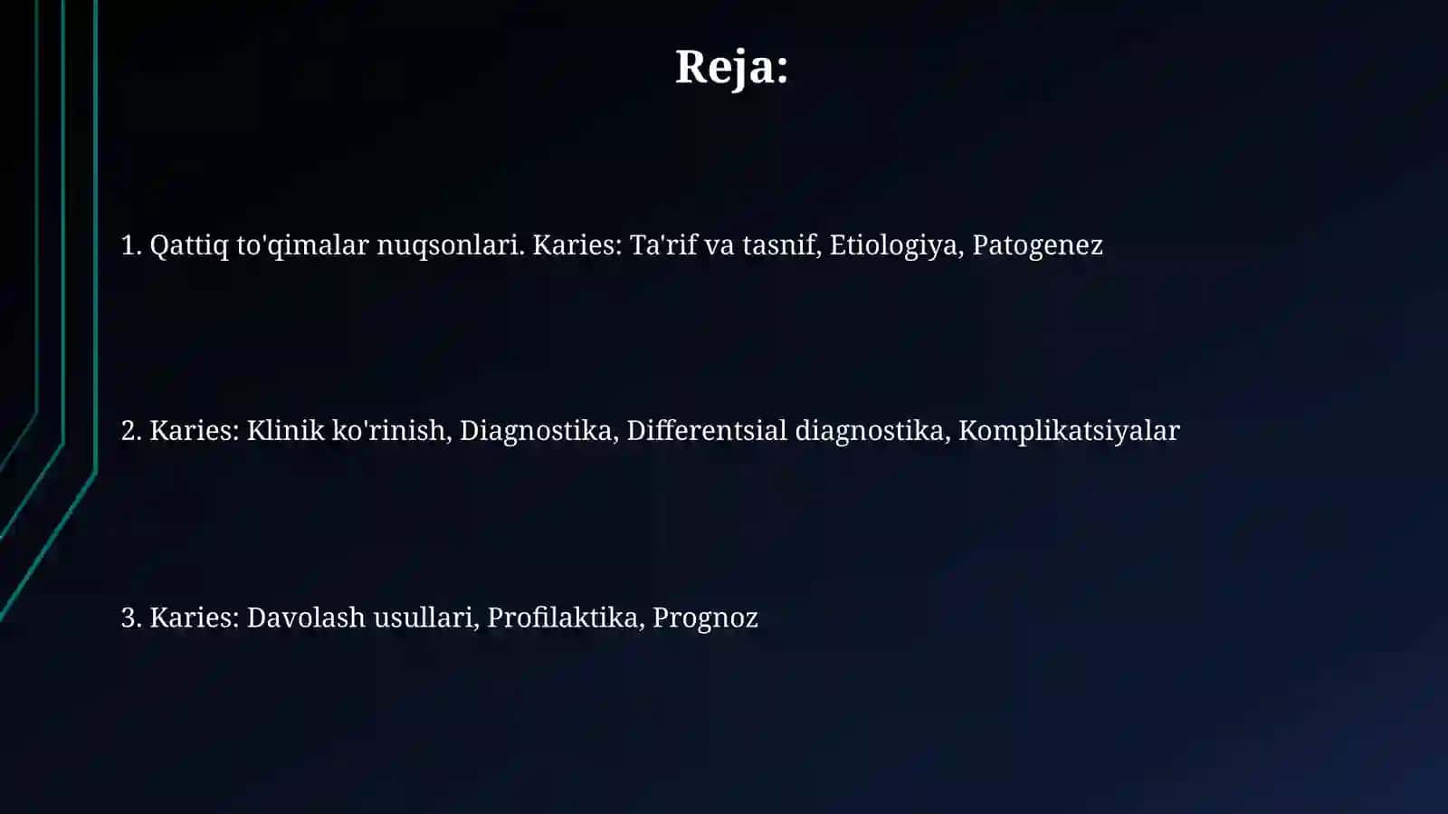 Tish qattiq to'qimalarining nuqsonlari. Karies kasaligi 2