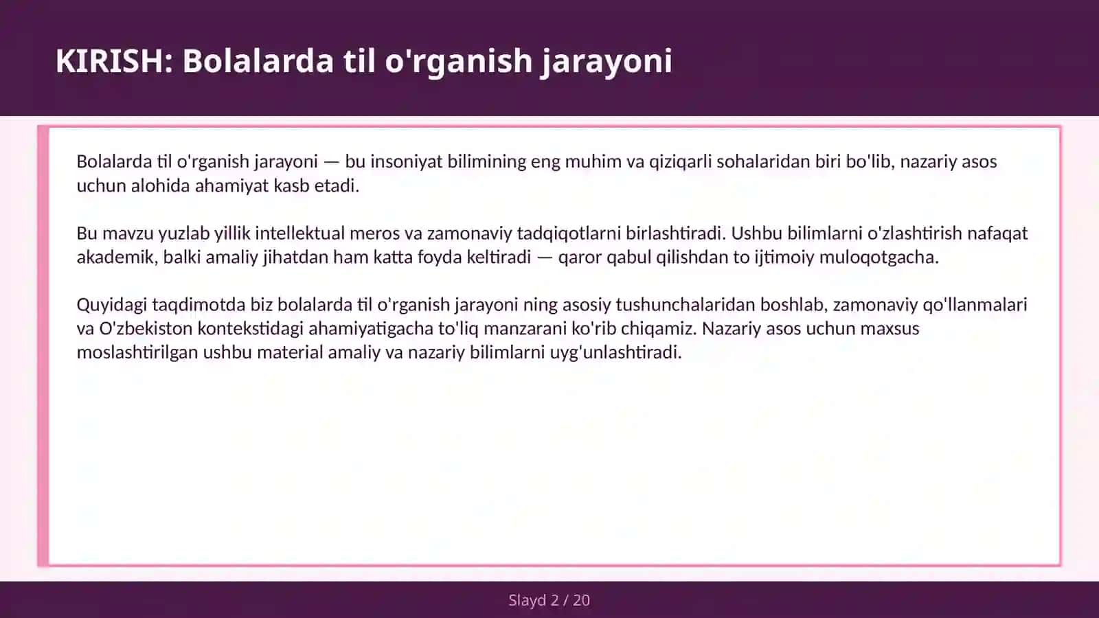 Bolalarda Til O'rganish Jarayoni 2