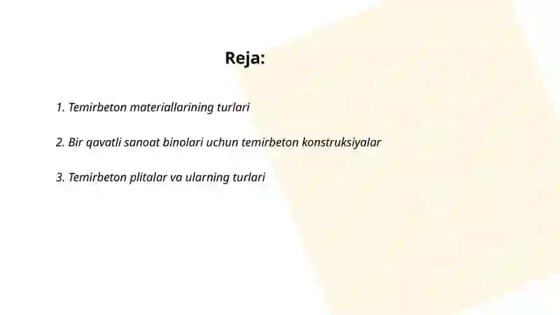 Bir qavatli Sanoat binolarning temirbeton konstruksiyalari 2