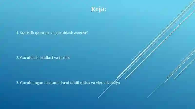 Statistik jamlash va guruhlash 2