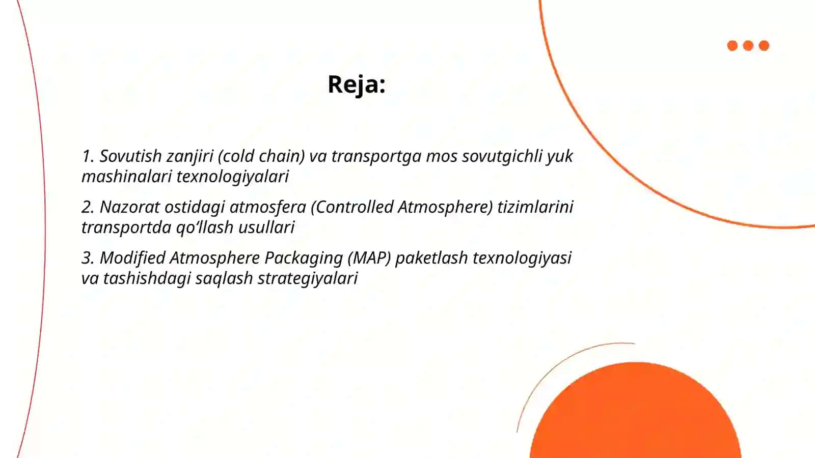 Sovutish zanjiri (cold chain) va transportga mos sovutgichli yuk mashinalari texnologiyalari 2