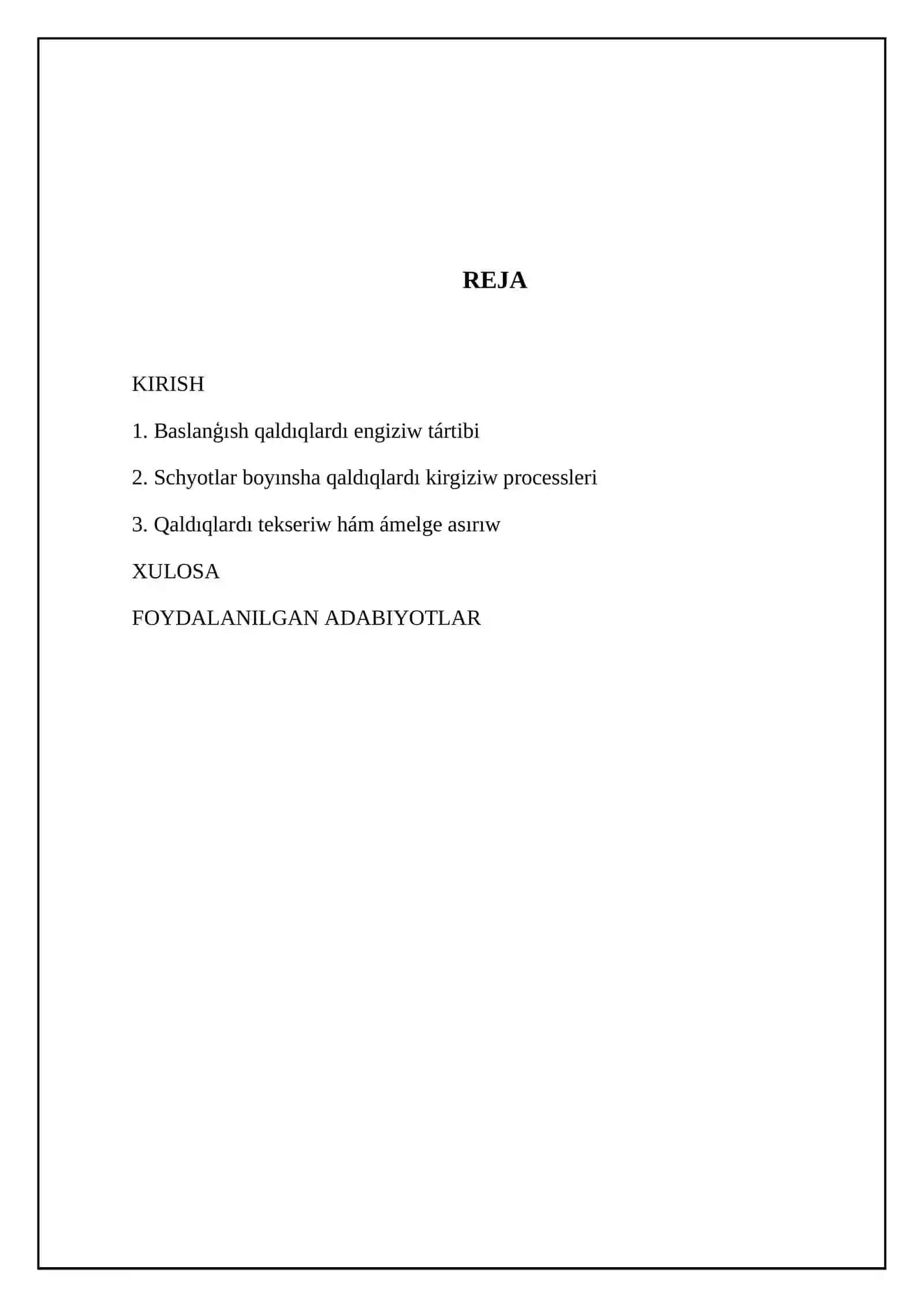 Baslanģısh qaldıqlardı kirgiziw; schyotlar boyınsha qaldıqlardı kirgiziw 2