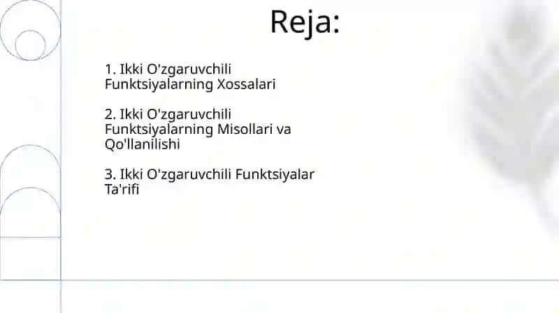 Ikki ozgaruvchanlik funksiya 2