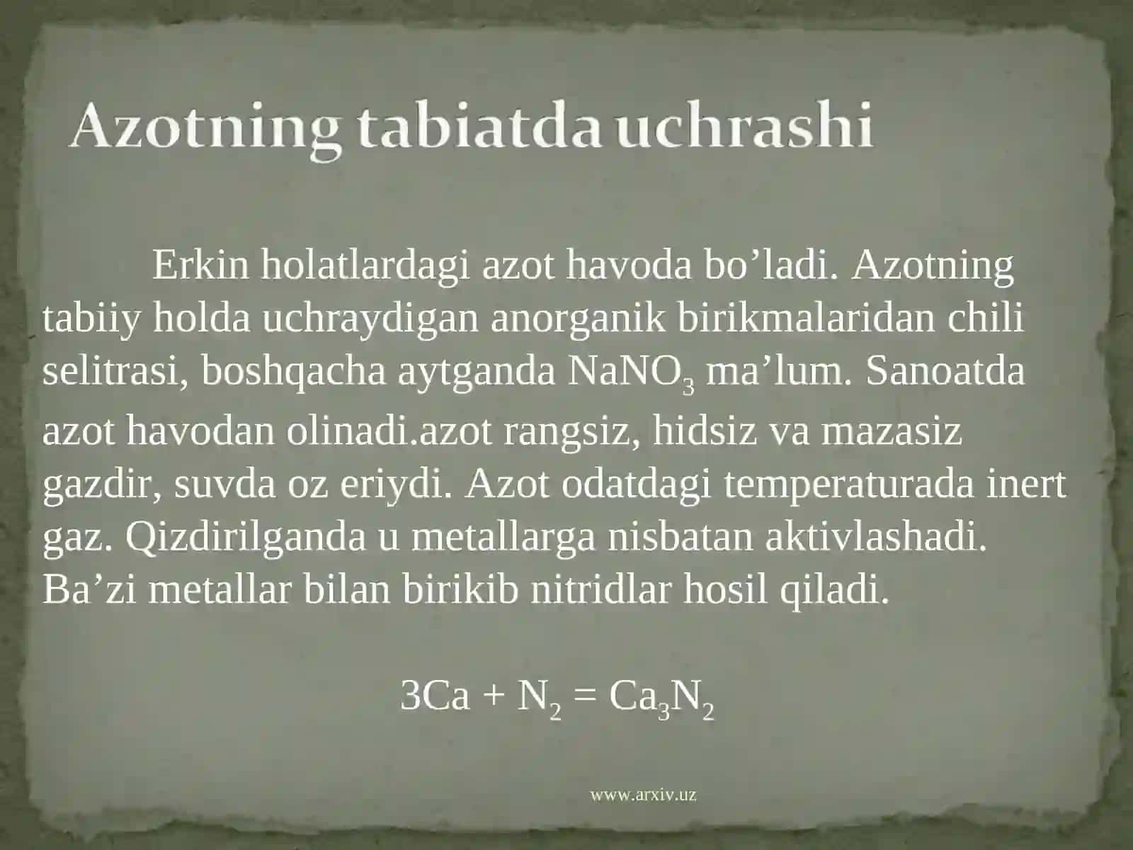 Azot va uning xossalari 2