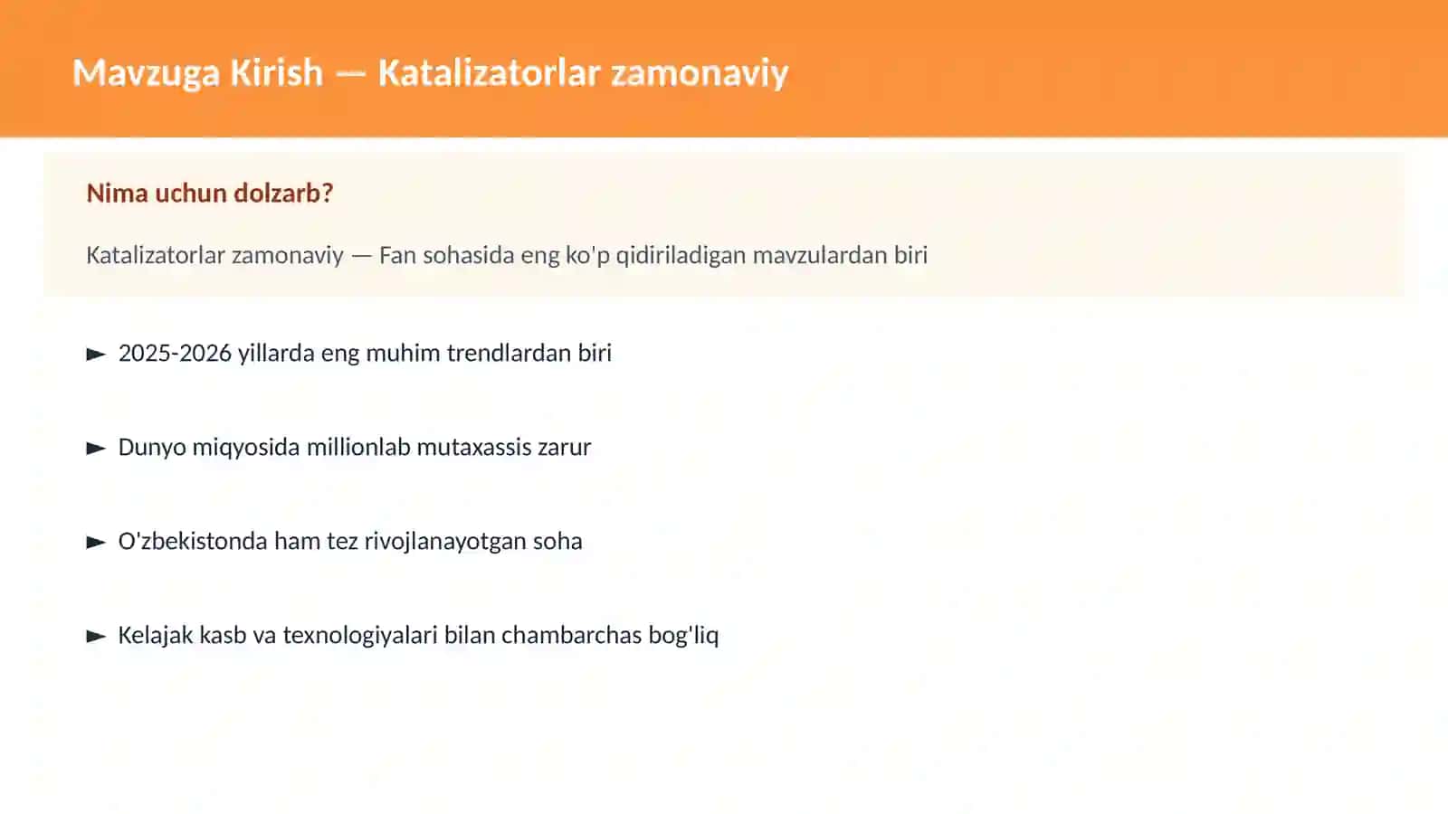 Katalizatorlar zamonaviy 2