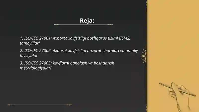 ISO/IEC 27001: Axborot xavfsizligi boshqaruv tizimi (ISMS) tamoyillari 2