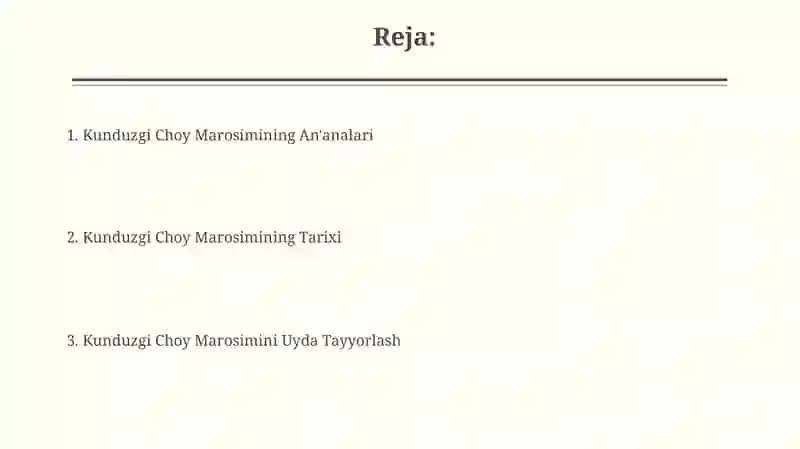 Kunduzgi Choy Marosimining An'analari 2