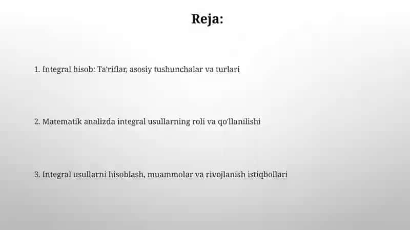 Integral usuli va uni tahlilda qoʻllash 2