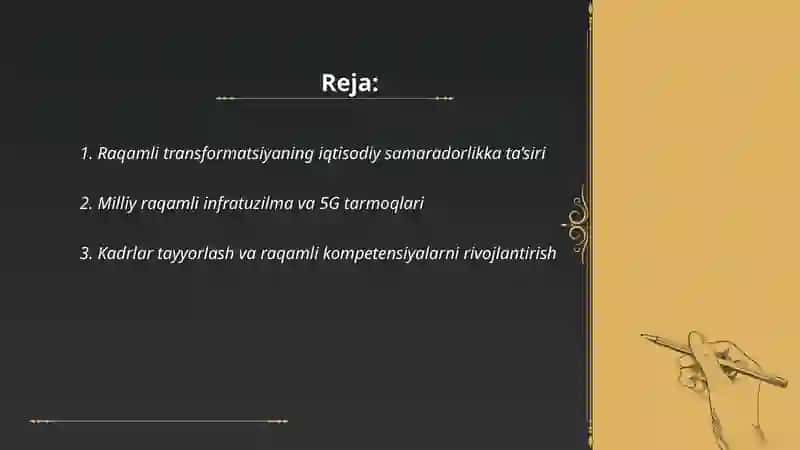 O‘ZBEKISTON IQTISODIYOTINING RAQAMLI TRANSFORMATSIYASI 2