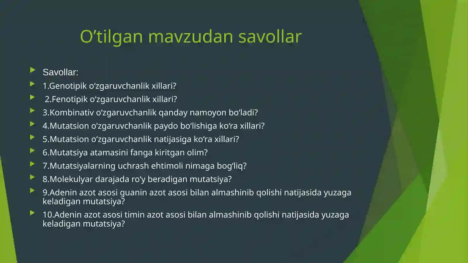 ODAMDA UCHRAYDIGAN IRSIY KASALLIKLAR. REPRODUKTIV SALOMATLIK 2