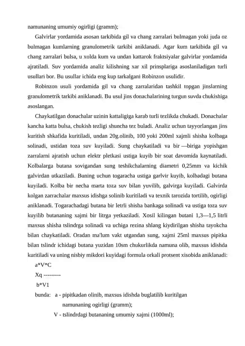 Tog’ jinslarining granulometrik tarkibi va injenerlik-geologik axamiyati 2