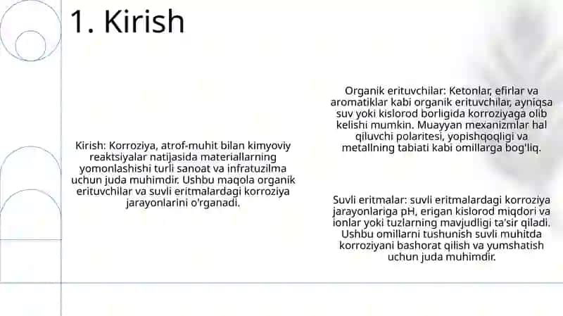 Organik erituvchilar va suvli eritmalardagi korroziya jarayonlari 2