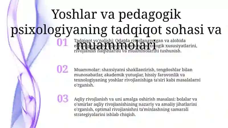 Yosh Va Pedagogik Psixologiya Fanining Tadqiqot Sohasi Va Muammolari 2