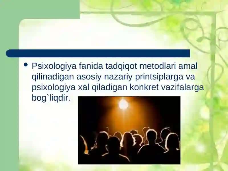 Hozirgi zamon psixologiyasi tadqiqot metodlari 2