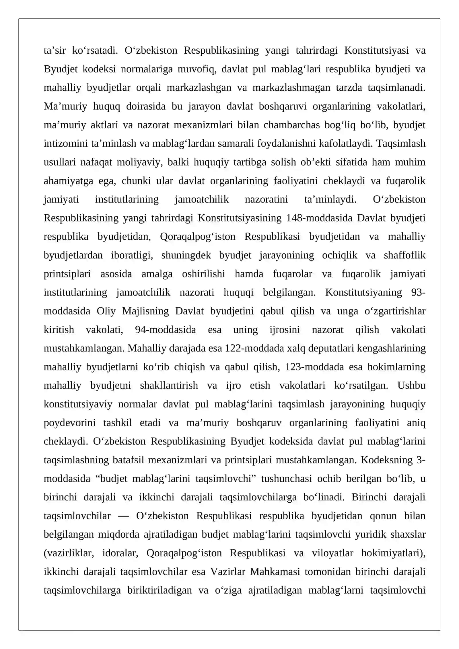 Davlat pul mablag’larini taqsimlash usullari 2