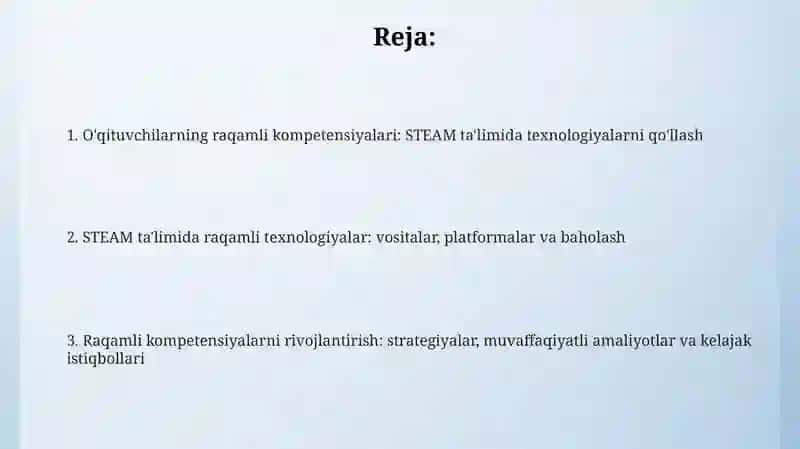 Raqamli kompetensiyalar va STEAM ta'limi 2