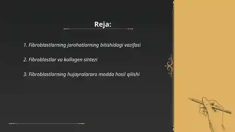Fibroblastlarning jarohatning bitishi va chandiq xosil bo’lishidagi roli 2