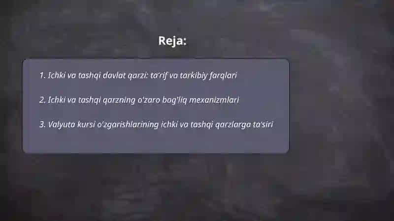 Ichki va tashqi davlat qarzining o'zaro bog'liqligi 2