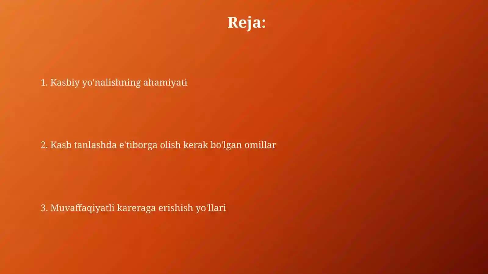 Kasbga yoʻnaltirish 2