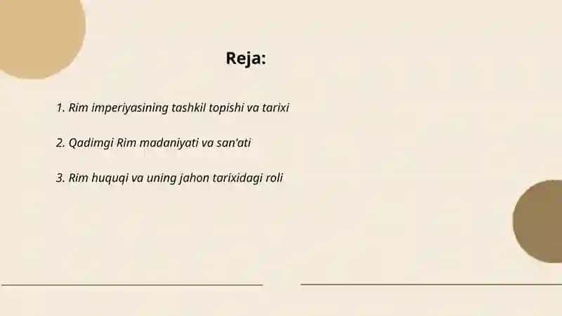 Rim sivilizatsiyasining jahon tarixida tutgan o'rni 2