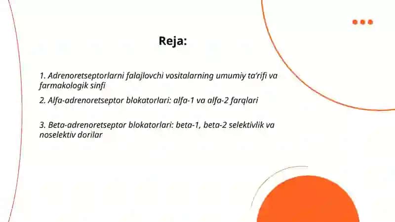 Adrenoretseptorlarni falajlovchi vositalar 2