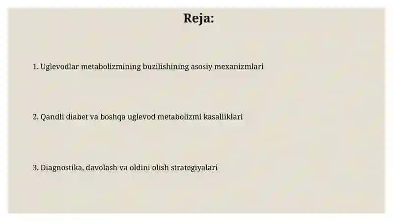 Uglevodlar almashinuvi boshqarilishining buzilishlari 2